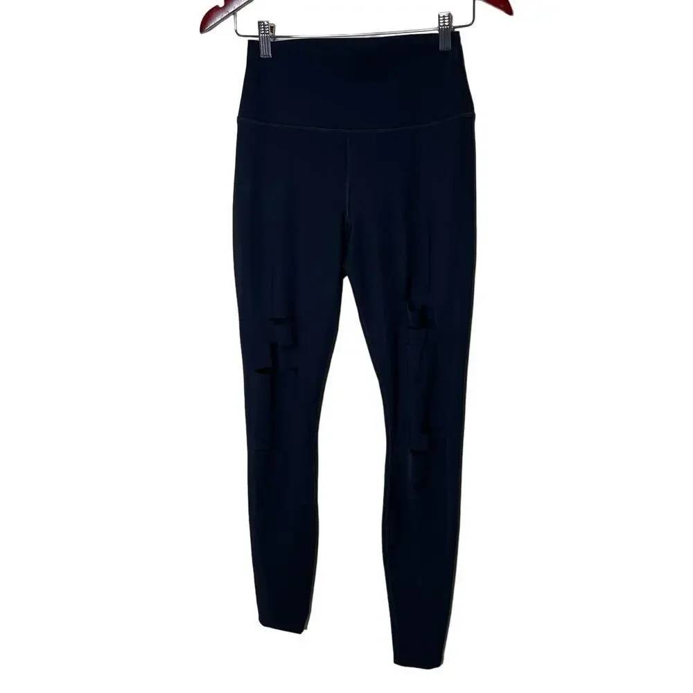 ALO Yoga Pants High-Waist Ripped Warrior Legging Black Womens M